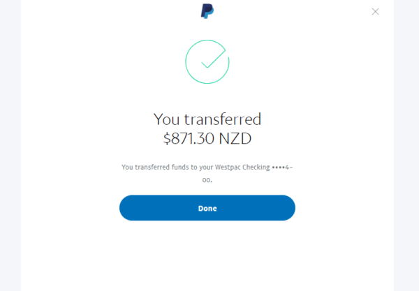 First Paypal Transfer